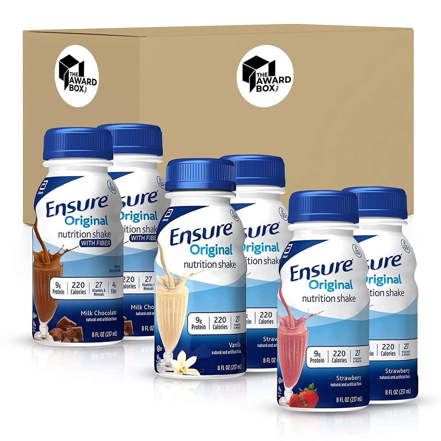 Ensure Nutrition Shake, 9g Protein Chocolate, Vanilla, Strawberry - 6 Pack