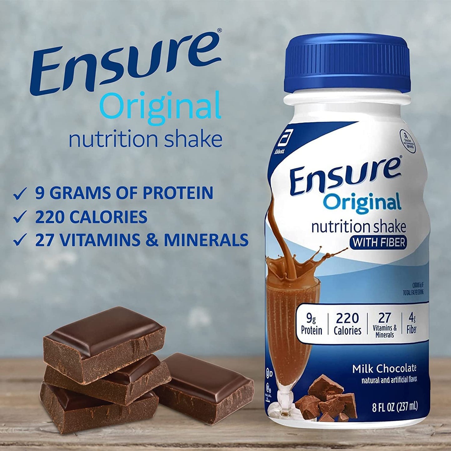 Ensure Nutrition Shake, 9g Protein Chocolate, Vanilla, Strawberry - 6 Pack