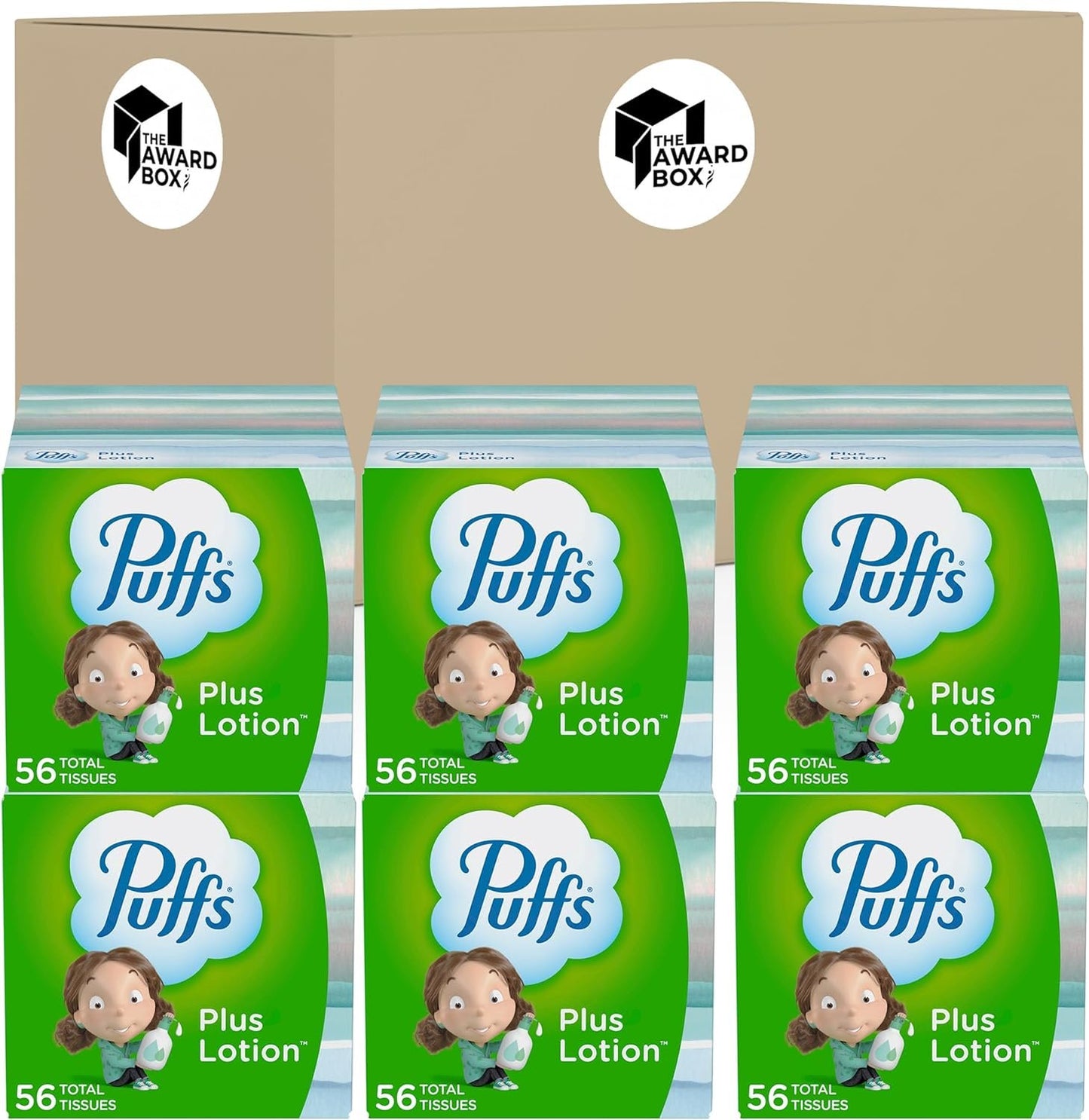 Puffs Plus Lotion Facial Tissues Ultra Soft Facial Tissues 2-Ply 56-count (6 Boxes)