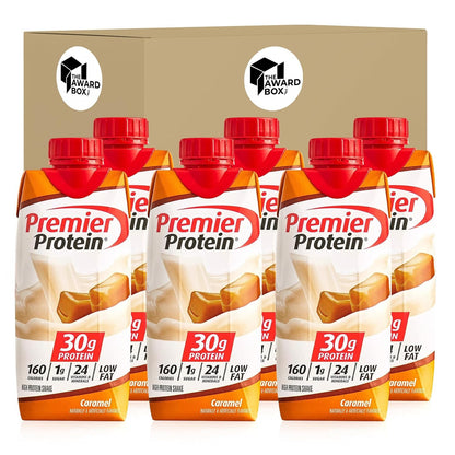 Premier Protein Shake   Caramel 11 Fl oz In The Award Box Packaging High-Protein Drink - 6 Bottles