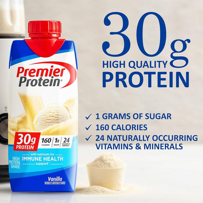 Premier Protein High Protein Shake Chocolate and Vanilla 11 fl oz, 6 each Flavors- Pack of 12