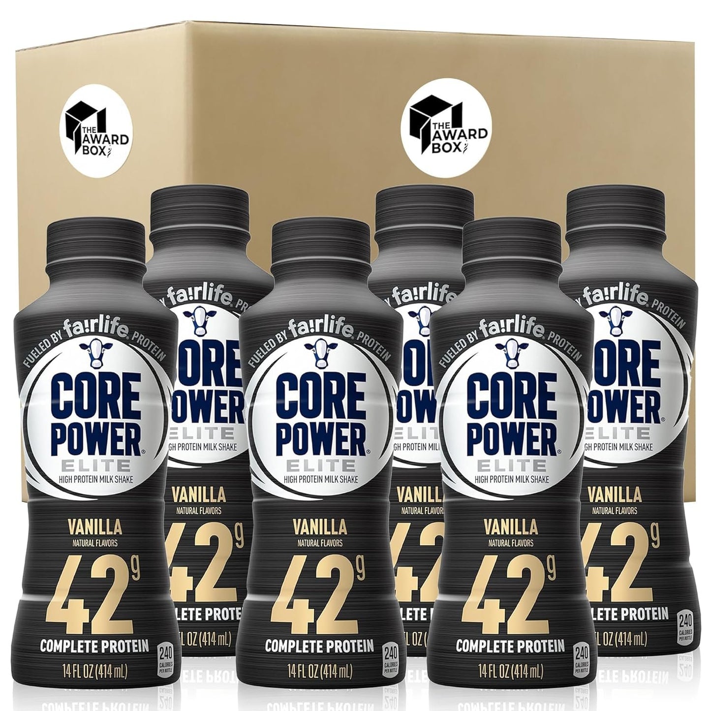 Fairlife Core Power Elite High Protein Shakes  Vanilla 42 Grams 14 Fl Oz, 6 Bottles  in The Award Box Packaging