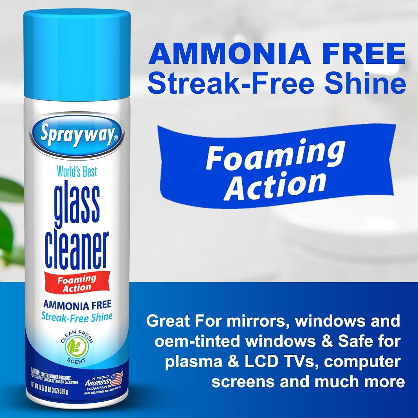 Sprayway Glass Cleaner Foaming Action Cleaner (3 Pack) with Cleaning Cloth in The Award Box Packaging