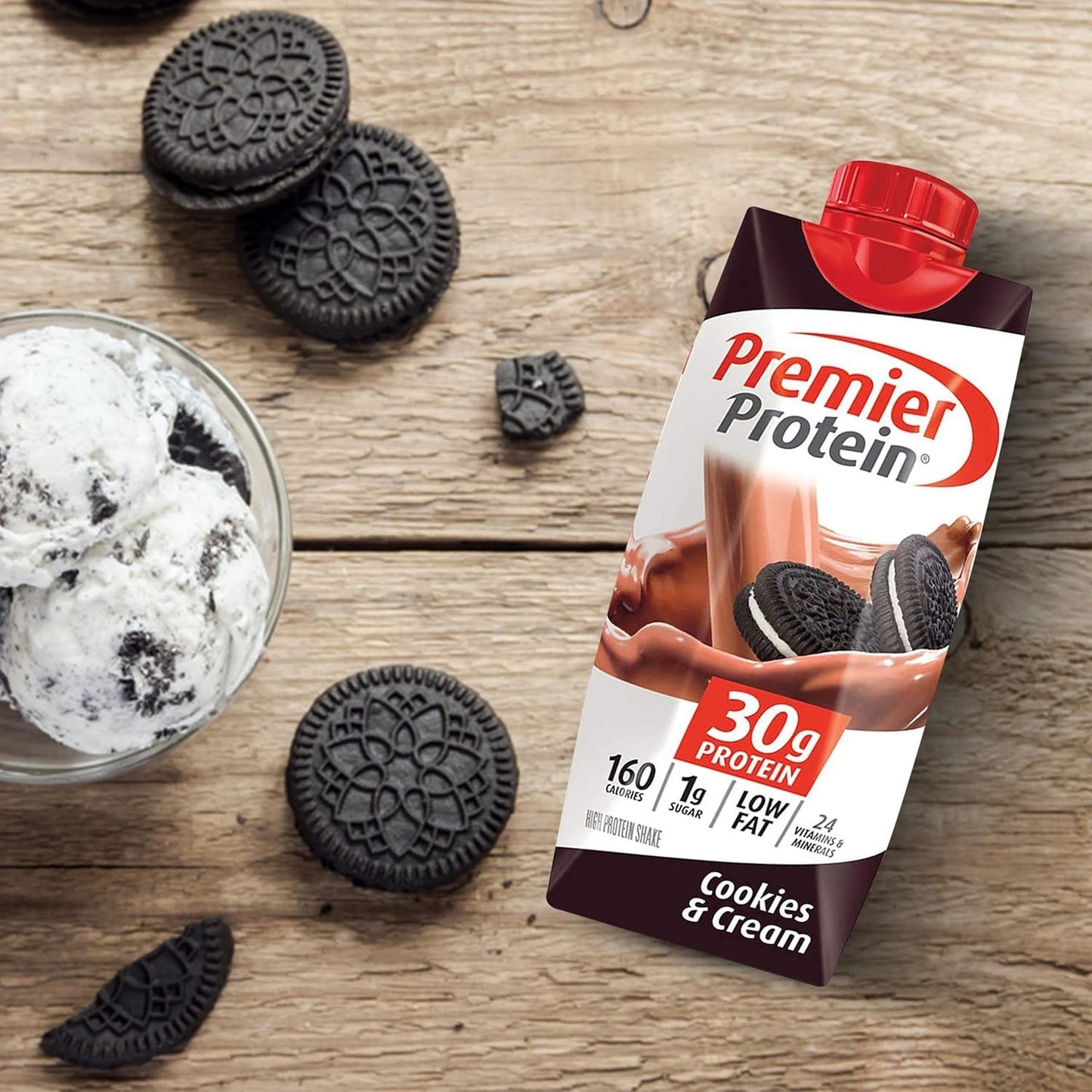 Premier Protein Shakes 6 Bottles Cookies and Cream in The Award Box Packaging 11 Fl. Oz Each