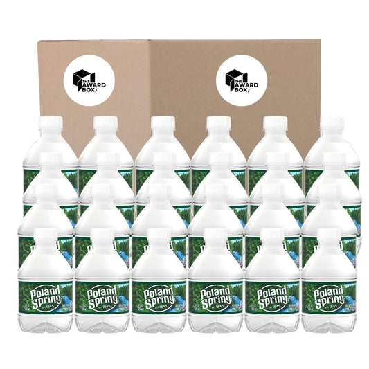 Poland-Spring 8 oz Mini Water Bottles - 24 Pack Mini Bottled Spring Water for On-the-Go and Home Office Use - BPA-Free in Award Box