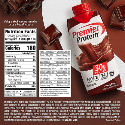 Premier Protein Shakes 6 Bottles Variety Pack in The Award Box Packaging 11 Fl. Oz Each (2 Chocolate, 2 Vanilla, 2 Cake Batter)