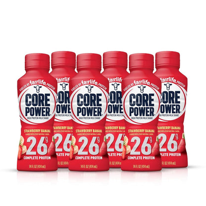 Core Power Strawberry Banana 26g Protein Shake - 14 Fl Oz, 6 Bottles in The Award Box Packaging