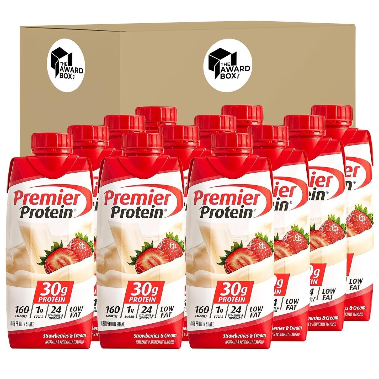 Premier Protein Shakes Strawberry 11 fl oz in The Award Box Packaging - Pack of 12