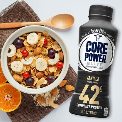 Fairlife Core Power Elite High Protein Shakes  Vanilla 42 Grams 14 Fl Oz, 6 Bottles  in The Award Box Packaging