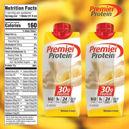 Premier Protein Shake  Bananas and Cream11 Fl oz, High-Protein Drink - 6 Bottles