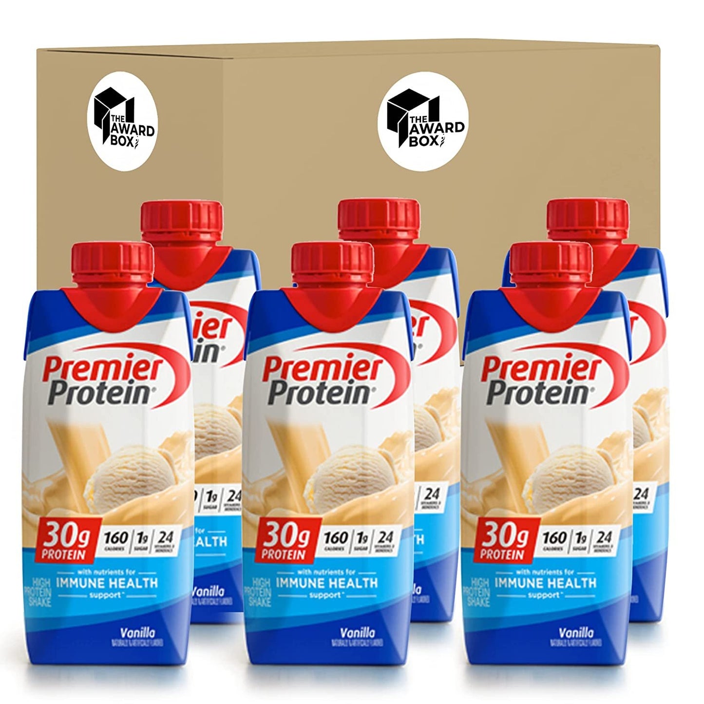 Premier Protein Shakes Vanilla  11 Fl. Oz each in The Award Box Packaging - 6 Bottles