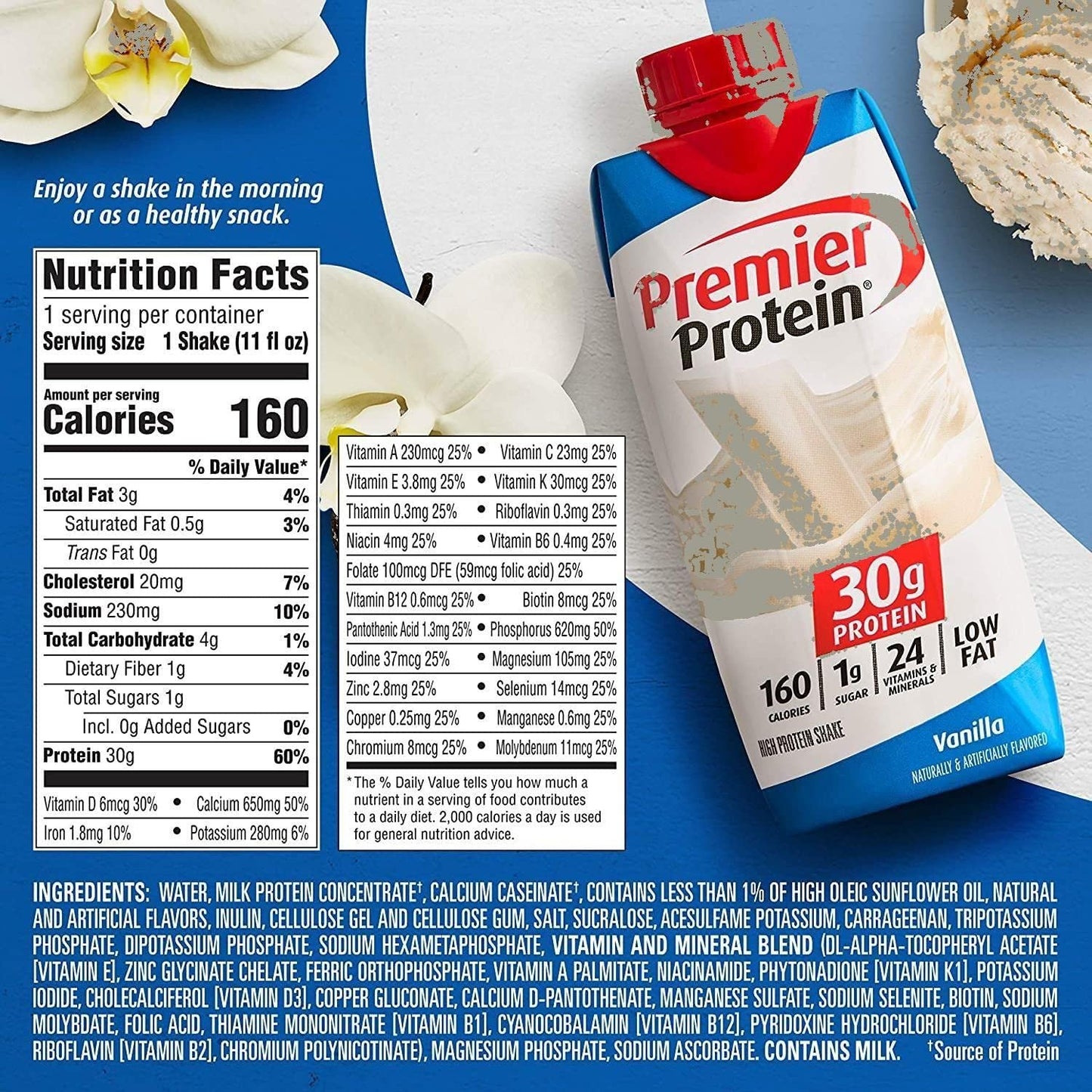 Premier Protein Shakes 6 Bottles Variety Pack in The Award Box Packaging 11 Fl. Oz Each (2 Chocolate, 2 Vanilla, 2 Cake Batter)