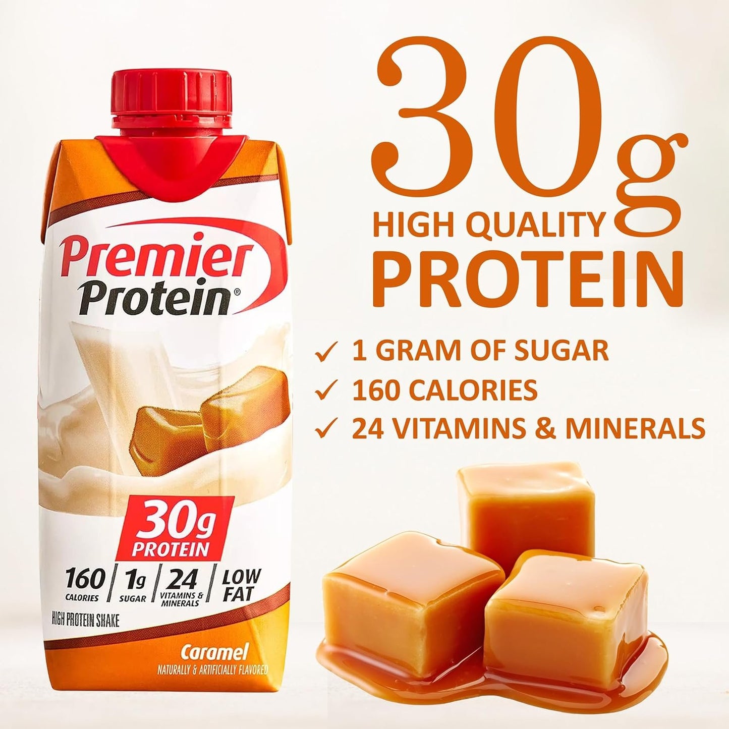 Premier Protein  Shake Caramel 11 Fl oz each in The Award Box Packaging 12 Pack