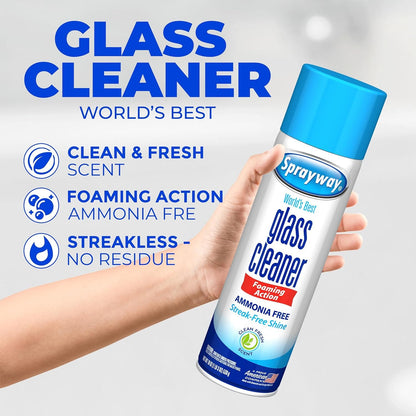 Sprayway Glass Cleaner Foaming Action Cleaner (3 Pack) with Cleaning Cloth in The Award Box Packaging