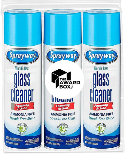 Sprayway Glass Cleaner Foaming Action Cleaner (3 Pack) with Cleaning Cloth in The Award Box Packaging