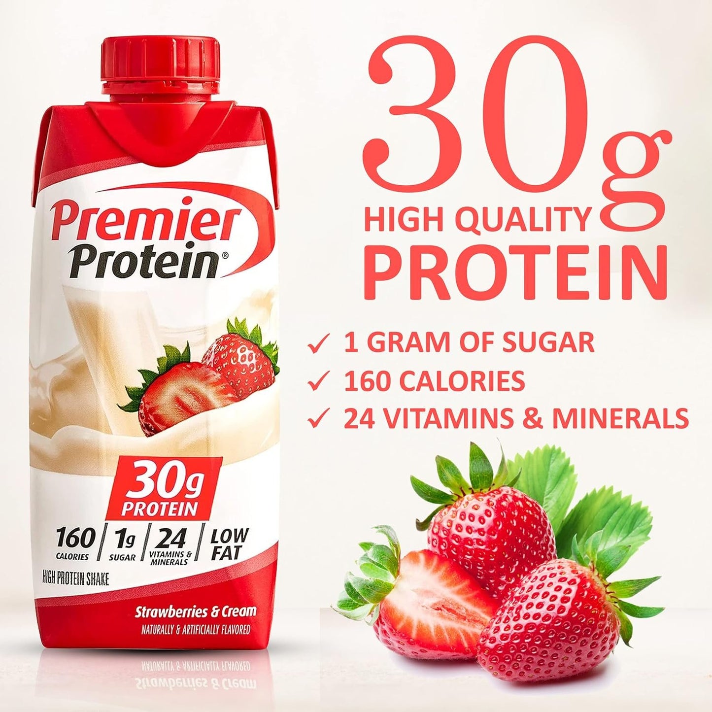 Premier Protein Shake Chocolate, Strawberry, Vanilla 11.5 fl oz Variety Sampler  (4 each) | 30g Protein - Pack of 12