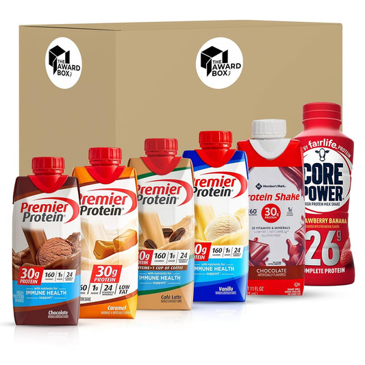 Premier Protein Shakes  6 Bottes Variety Pack in The Award Box Packaging 11 Fl. Oz Each - (1 Flavor Each)