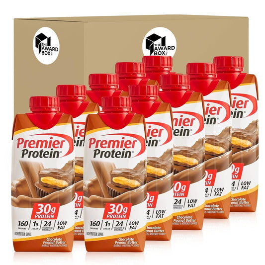 Premier Protein  Shakes Chocolate  Peanut Butter in The Award Box Packaging 11 Fl. Oz Each Pack of 10