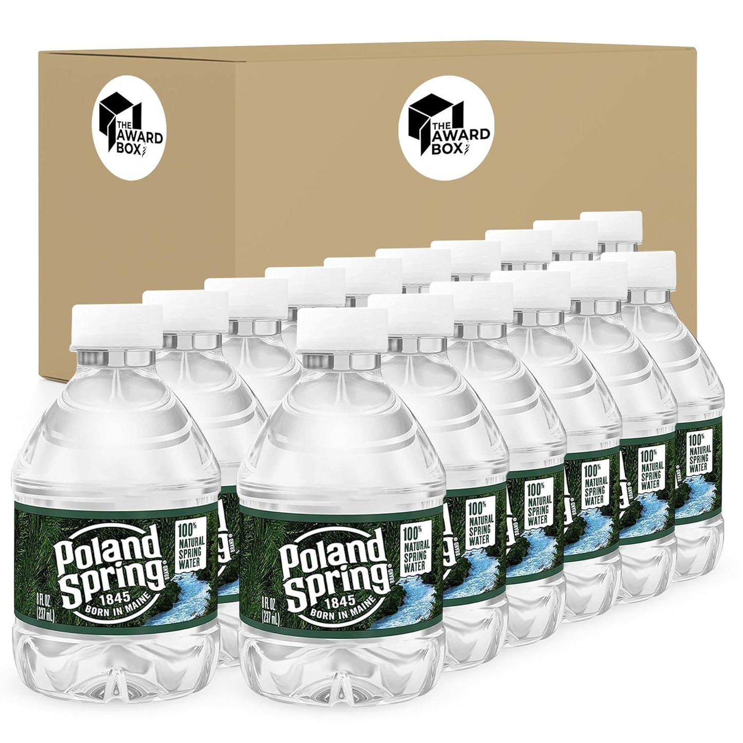 The Award Box Package of 100% Natural Premium Spring Water - 8 Fl Oz Bottles | Pack of 16