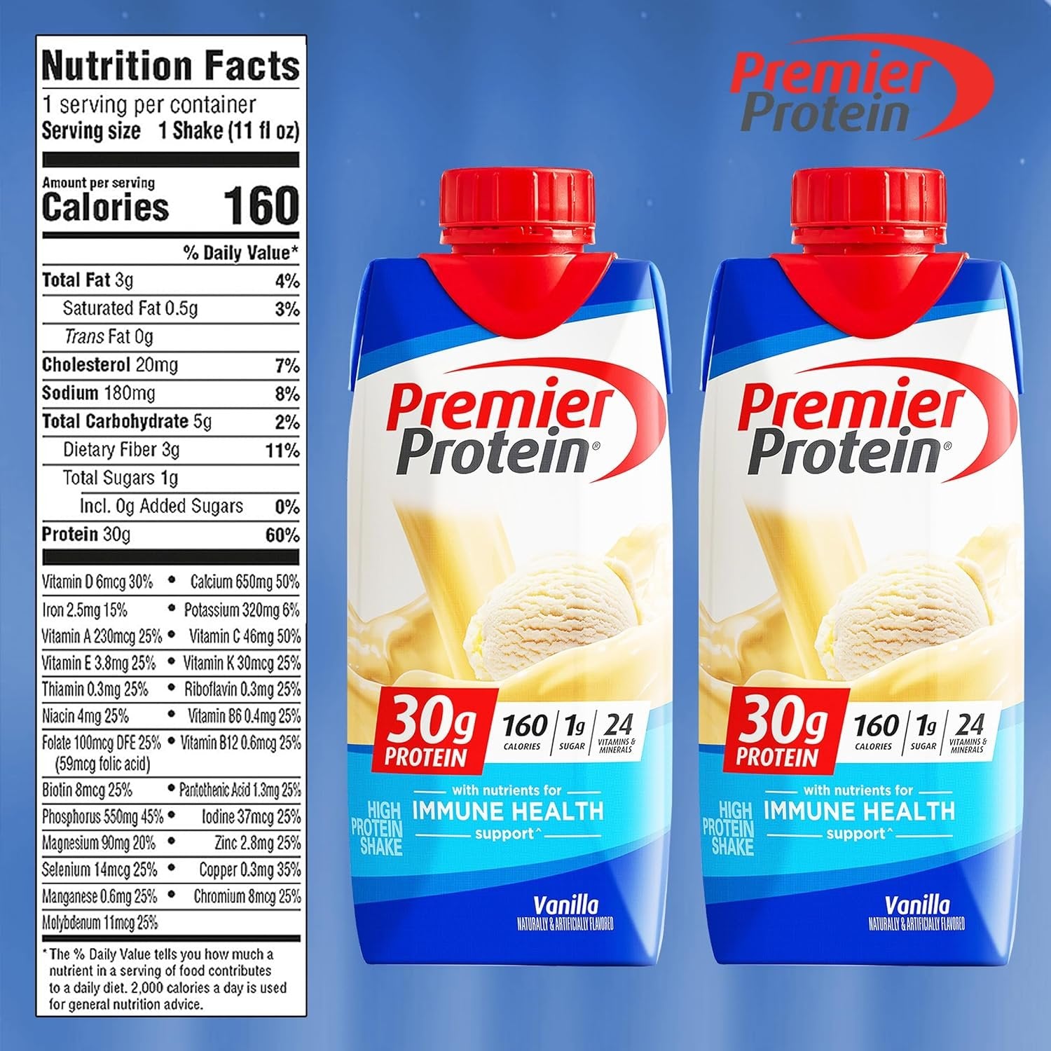 Premier Protein High Protein Shake Chocolate and Vanilla 11 fl oz, 6 each Flavors- Pack of 12