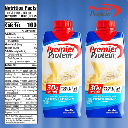 Premier Protein High Protein Shake Chocolate and Vanilla 11 fl oz, 6 each Flavors- Pack of 12