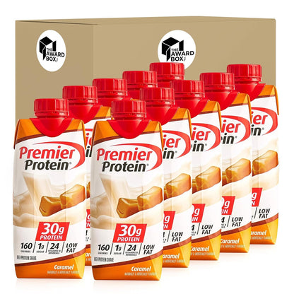 Premier Protein  Shakes Caramel in The Award Box Packaging 11 Fl. Oz Each Pack of 10