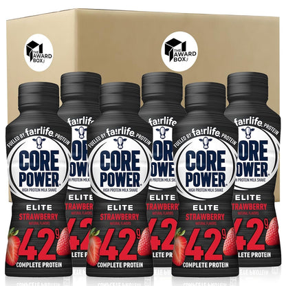 Core Power Elite Strawberry 42g Protein Shake - 14 Fl Oz, 6 Bottles in The Award Box Packaging - 6 Bottles