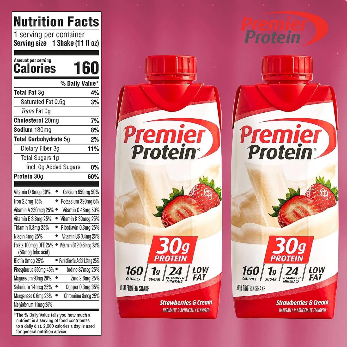 Premier Protein Shake Chocolate, Strawberry, Vanilla 11.5 fl oz Variety Sampler  (4 each) | 30g Protein - Pack of 12