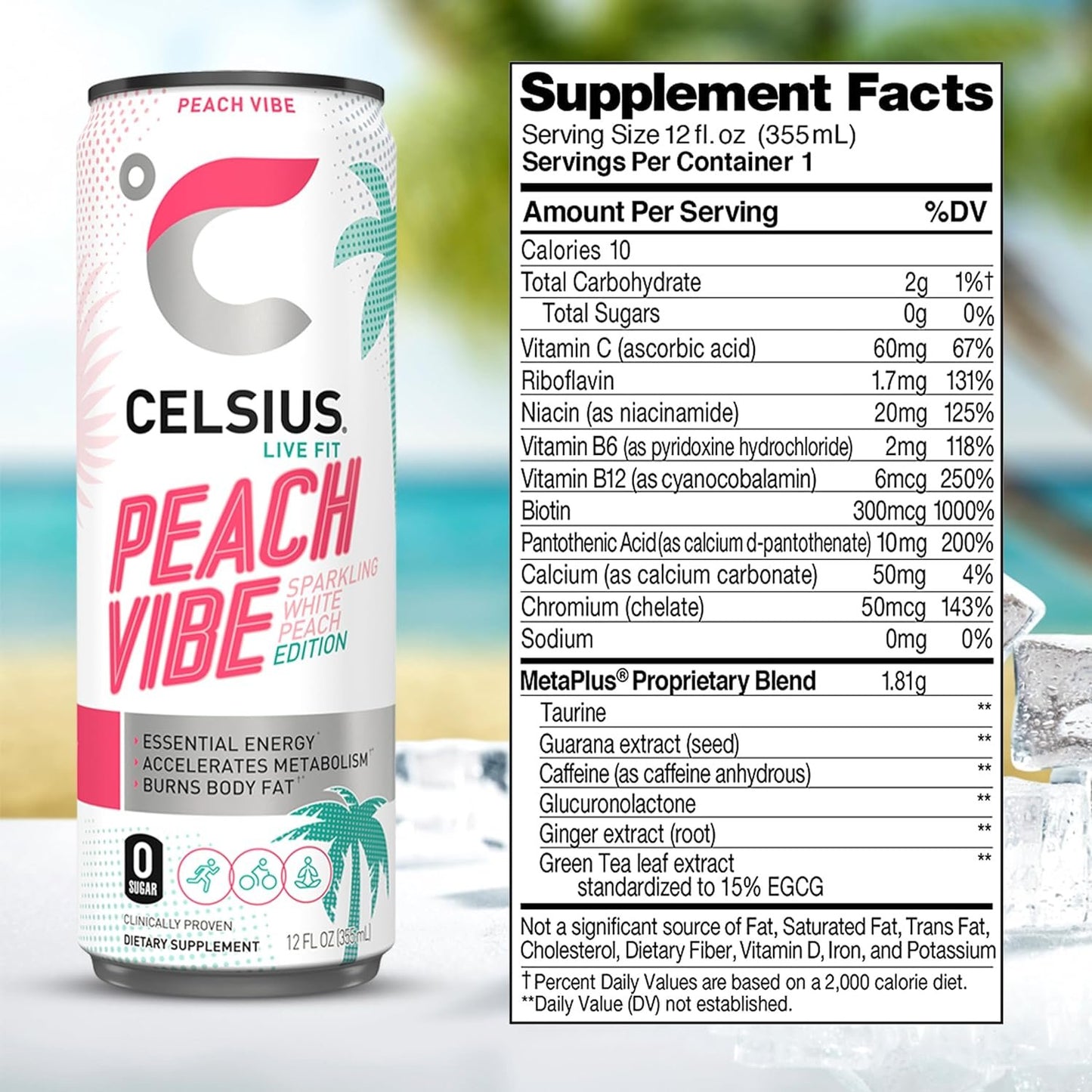 Celsius Sparkling Essential Energy Drink No Sugar or Preservatives 12 fl oz, Slim Cans Assorted Variety 12 Pack, in The Award Box Packaging Combo Box