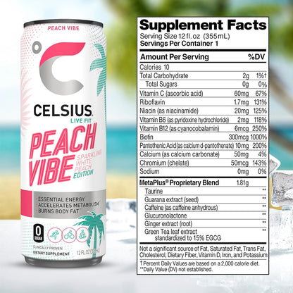 Celsius Sparkling Essential Energy Drink No Sugar or Preservatives 12 fl oz, Slim Cans Assorted Variety 12 Pack, in The Award Box Packaging Combo Box