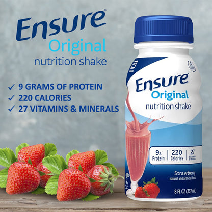 Ensure Original Nutrition Shake 9g Protein Meal Replacement Variety Sampler Pack (12 Pack, Chocolate, Strawberry and Vanilla)