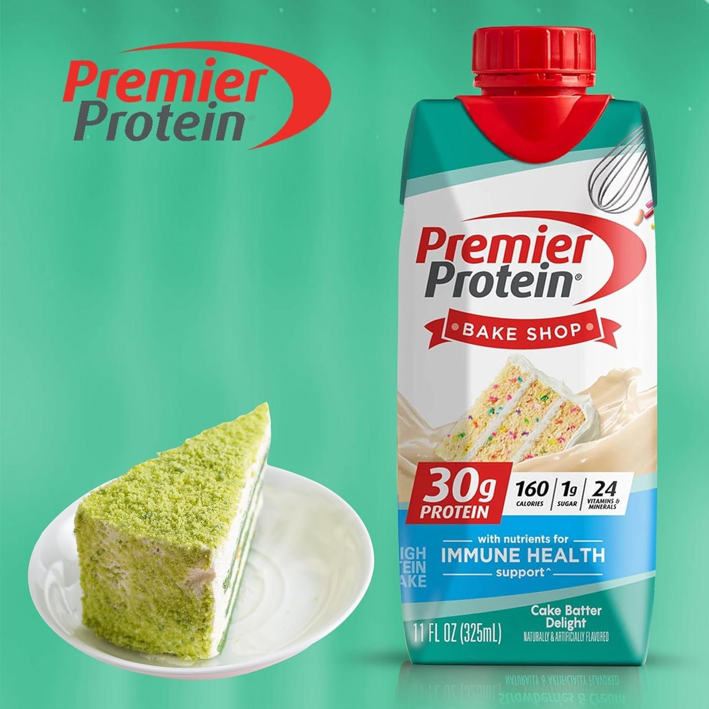 Premier Protein High Protein Shakes Cake Batter in The Award Box Packaging 11 Fl. Oz Each Pack of 10