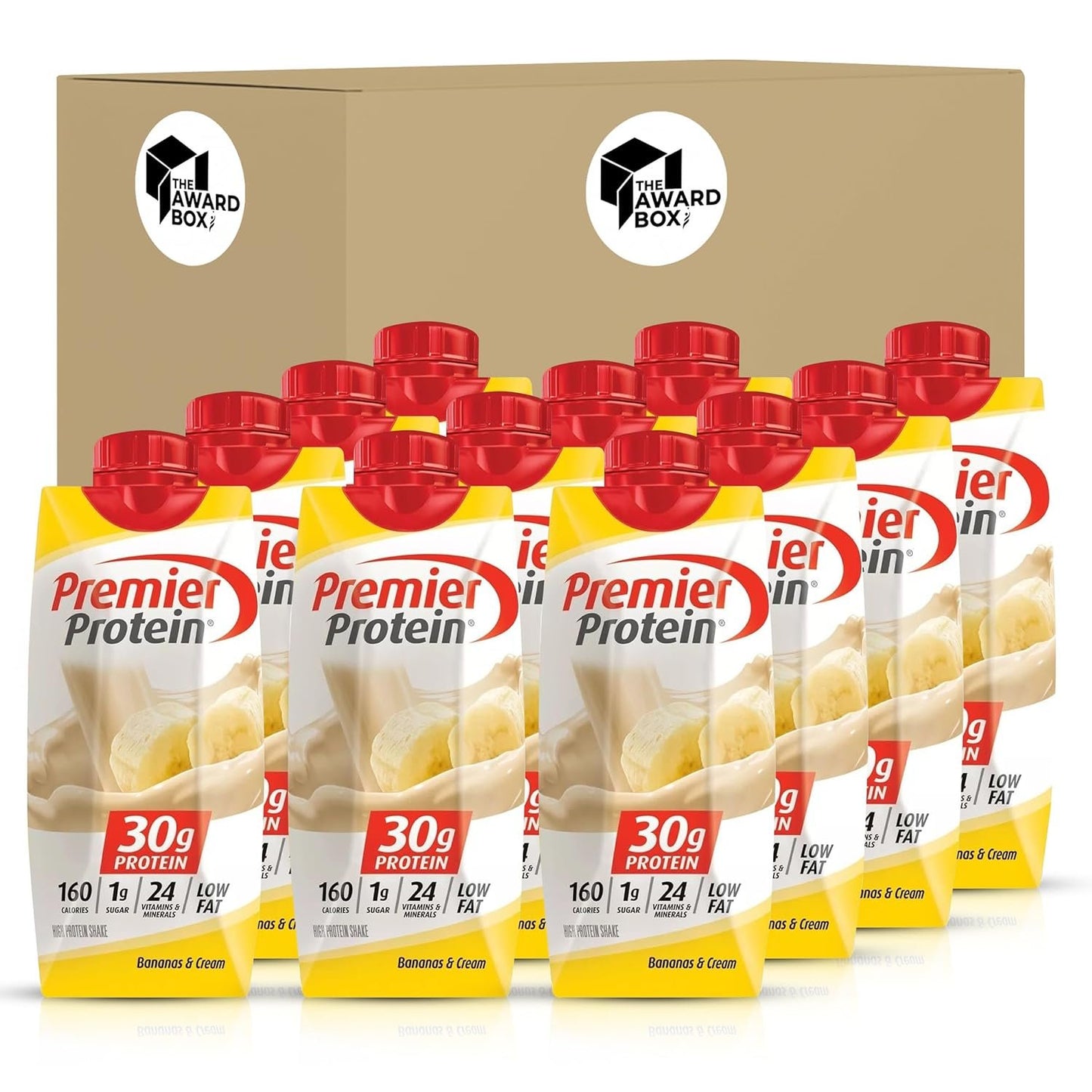 Premier Protein Shake   Bananas and Cream 11 Fl oz In The Award Box Packaging High-Protein Drink - 12 Bottles