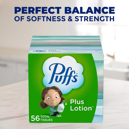 Puffs Plus Lotion Facial Tissues Ultra Soft Facial Tissues 2-Ply 56-count (6 Boxes) in The Award Box Packaging