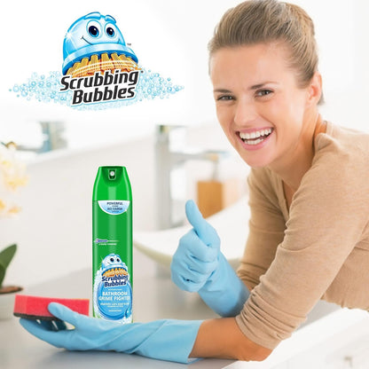 Scrubbing Bubbles Bathroom Grime Fighter, Rainshower, 25 ounces (Pack of 3) BONUS Microfiber Cleaning Cloth