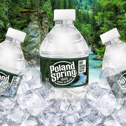 Poland-Spring 8 oz Mini Water Bottles - 24 Pack Mini Bottled Spring Water for On-the-Go and Home Office Use - BPA-Free in Award Box