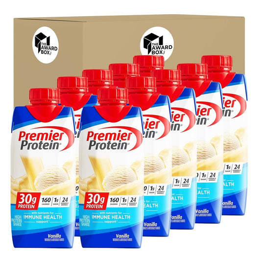 Premier Protein  Shakes Chocolate in The Award Box Packaging 11 Fl. Oz Each Pack of 10