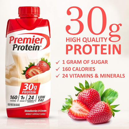 Premier Protein Shake Variety Chocolate, Vanilla, Strawberry 11 fl oz (2 of Each flavor) | 6 Pack  in Award Box Packaging