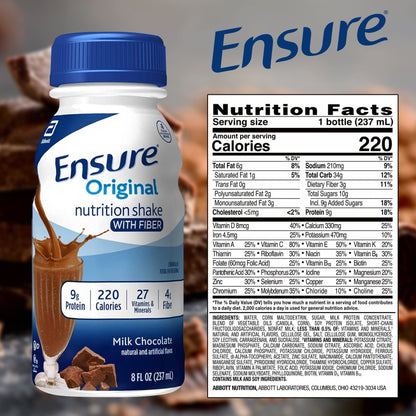 Ensure Original Nutrition Shake 9g Protein Meal Replacement Variety Sampler Pack (12 Pack, Chocolate, Strawberry and Vanilla)