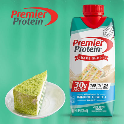 Premier Protein Shakes 6 Bottles Cake Batter Delight in The Award Box Packaging 11 Fl. Oz Each