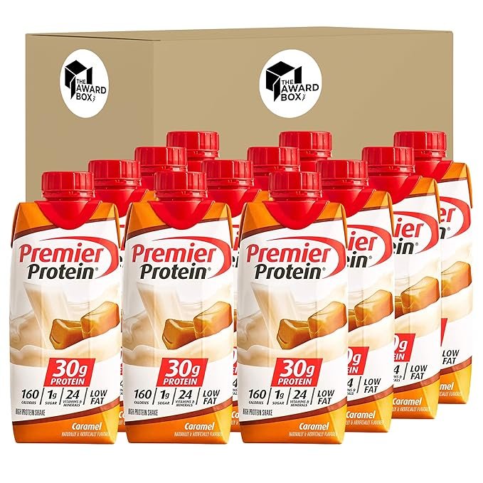 Premier Protein  Shake Caramel 11 Fl oz each in The Award Box Packaging 12 Pack