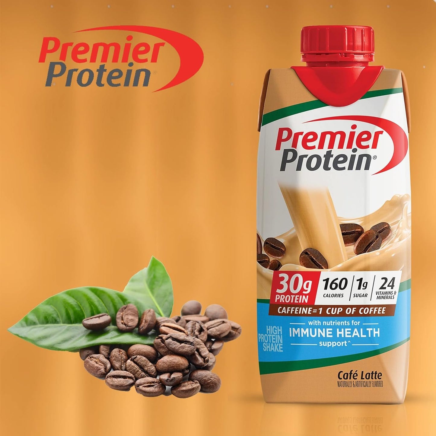 Premier Protein Shake Cafe Latte11 Fl oz In The Award Box Packaging High-Protein Drink - 6 Bottles