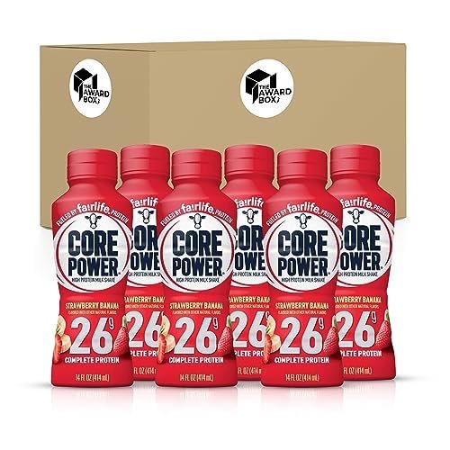 Core Power Strawberry Banana 26g Protein Shake - 14 Fl Oz, 6 Bottles in The Award Box Packaging