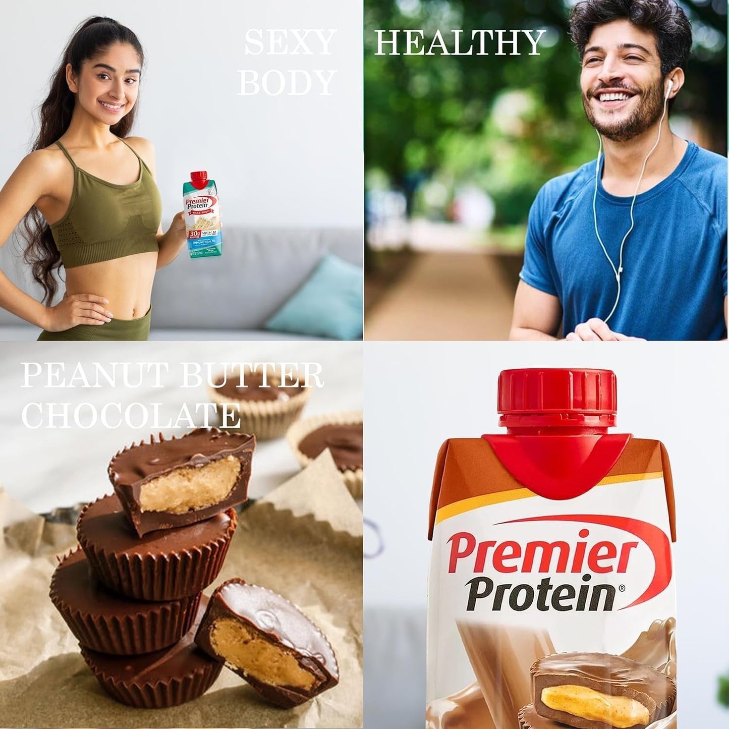 Premier Protein Shakes 6 Bottles  Chocolate Peanut Butter11 Fl. Oz Each - 6 Bottles