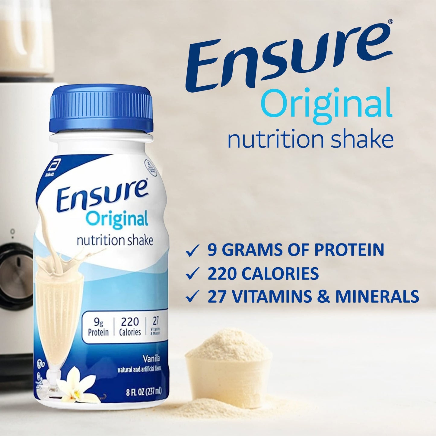 Ensure Original Nutrition Shake 9g Protein Meal Replacement Variety Sampler Pack (12 Pack, Chocolate, Strawberry and Vanilla)