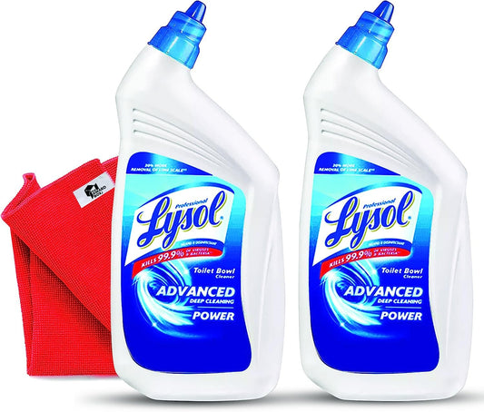 The Award Box Pack of Lysol Professional Disinfectant Toilet Bowl Cleaner with Advanced Deep Cleaning Power, 32 Oz (2 Pack) with Cleaning Cloth