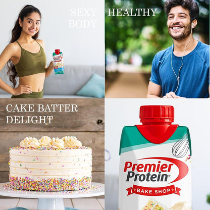 Premier Protein Shakes 6 Bottles Cake Batter Delight in The Award Box Packaging 11 Fl. Oz Each